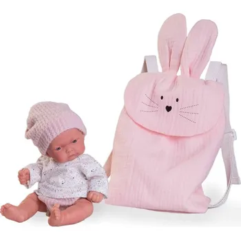 Panenka Realistické miminko - holčička Pitu s růžovým batohem od firmy Antonio Juan ze Španělska (Pitu con mochila para ti)