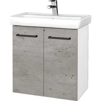 Koupelnový nábytek Dřevojas Koupelnová skříňka DOOR SZD2 60 - N01 Bílá lesk / Úchytka T06 / D01 Beton