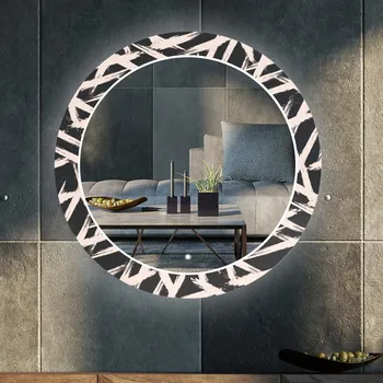 Zrcadlo Kulaté Dekorativní zrcadlo s LED osvětlením do obývacího pokoje - Lines