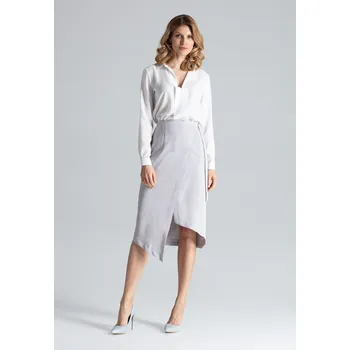 Dámská sukně Asymetrická sukně se zavazováním v pase M629 Barva: Šedá, Velikost: XL