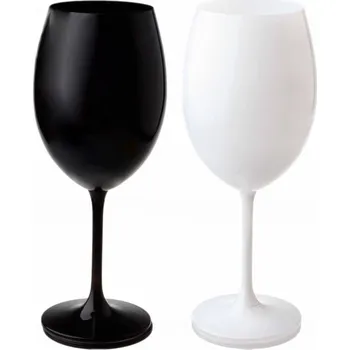 Sklenice Set sklenic na víno, Black and White, Lesklé, Royal Crystal, 580 ml, 2 ks