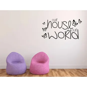 Samolepící dekorace Samolepka na zeď OUR HOUSE OUR WORLD 100 x 200 cm