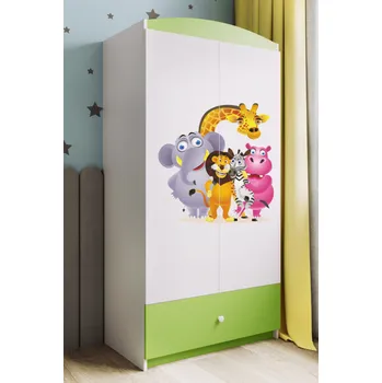 Šatní skříň Dětská skříň Babydreams 90 cm ZOO zelená