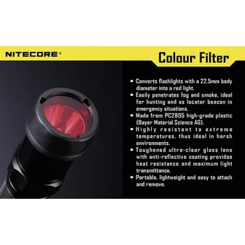 Svítilna NiteCore NITNFG23 barevný filtr MT1A, MT2A, MT1C a kapesní svítilny o Ø 23 mm zelená