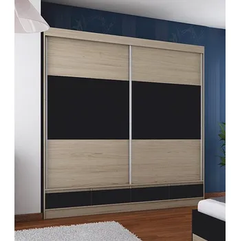 Šatní skříň Skříň ANDA 2SL4S šatní, 222cm Varianta: dub Sonoma / černá