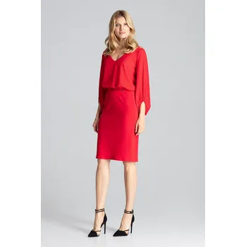 Dámská sukně Klasická tužková midi sukně bez podšívky M688 Barva: Červená, Velikost: M