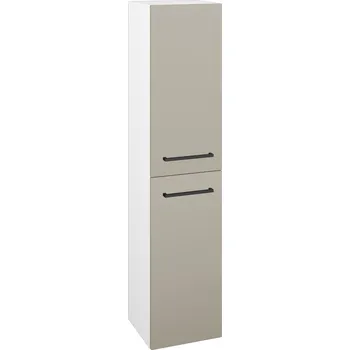 Koupelnový nábytek Dřevojas Vysoká skříň s košem DOS SVD2K 35 - N01 Bílá lesk / Úchytka T06 / M05 Béžová mat / Pravé