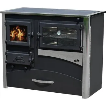 Krbová kamna ABC PROIZVOD CONCEPT 2 AIR R sporák na tuhá paliva 11,6kW, s troubou, pravý, černá/nerez
