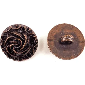 Knoflík GOM12, Knoflík, 25mm, staro-měd, vzor květ, 1ks