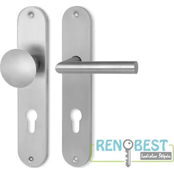 Dveřní kování HOLAR Dveřní kování METAL TUBE MTS 00 se štítem a koulí Rozteč: 72 mm, Provedení: klika levá PZ/koule, Povrchová úprava: nerez mat