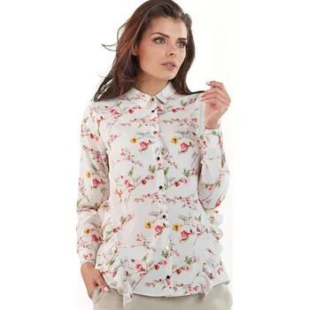 Dámská košile Elegantní košile s límečkem a dlouhým rukávem M171 Barva: Smetanová, Velikost: L