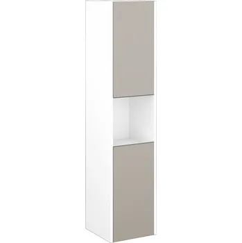 Koupelnový nábytek Dřevojas Vysoká skříň BONO SVD2O 35 - N01 Bílá lesk / Úchytka T34 / N07 Stone / Pravé