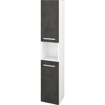 Koupelnový nábytek Dřevojas Vysoká skříň DOS SVD2O 35 - N01 Bílá lesk / Úchytka T01 / D16 Beton tmavý / Pravé
