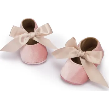 Dětská sportovní obuv Semišové capáčky - balerínky se stuhovou mašlí Barva: Růžová, Stélka: 12 cm (7-12m)