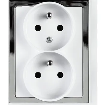 Stavebniny Timex Dvojzásuvka MAGIC bílá + chrom