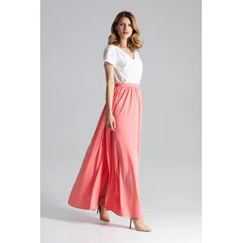Dámská sukně Dlouhá, široká sukně s bočními rozparky M666 Velikost: S, Barva (Varianta): Korálová