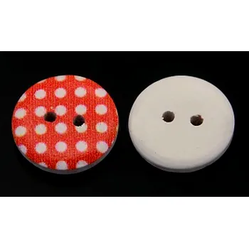 Knoflík GU582, Knoflík, dřevěný, PUNTÍK, červený, 15mm, 1ks