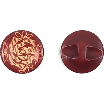 Knoflík GOM155, Knoflík, 18mm, bordó s růží, 1ks