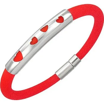 Náramek Pryžový náramek s ocelovým zapínáním a vzorem - TCL149BA