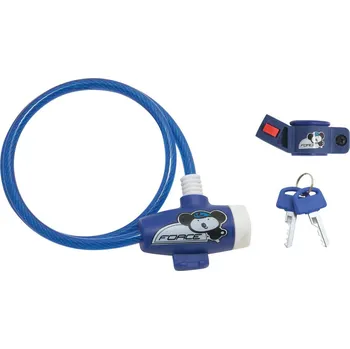 Zámek na kolo zámek FORCE dětský s držákem 80cm/8mm, modrý