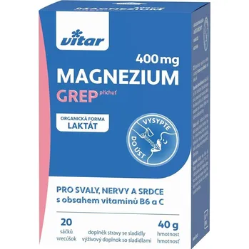 VITAR Magnezium 400 mg, B6+C, 20 sypkých sáčků