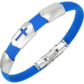 Náramek Pryžový náramek s ocelovým zapínáním a vzorem - TCL086BA