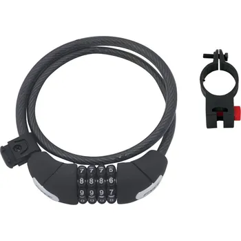 Zámek na kolo FORCE zámek F LUX spirálový kódový 85cm/10mm+držák, črn.