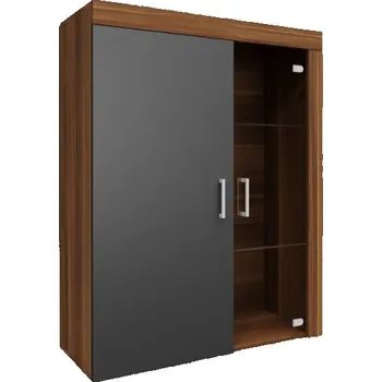 Knihovna SAMBA švestka/grafit závěsná vitrína 4