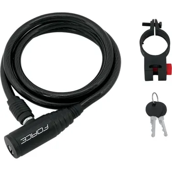 Zámek na kolo FORCE zámek F ECO spirálový s držákem 120cm/8mm, černý