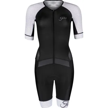 Cyklistické kalhoty kombinéza FORCE POINTS LADY, černo-bílá M