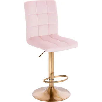 Barová židle Barová židle Vestland velur na zlatém talíři - růžový