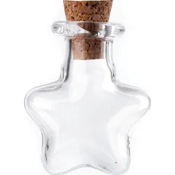 Dětské navlékací korálky Skleněná lahvička s korkem srdce, hvězda, baňka, barva 5 transparent hvězda