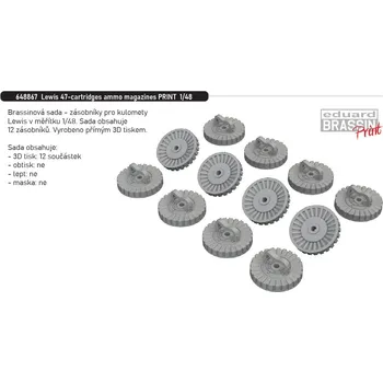 Plastikový model Eduard 1/48 Lewis 47-cartridges ammo magazines PRINT