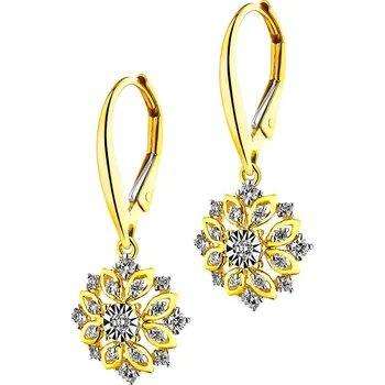 Náušnice Náušnice ze žlutého a bílého zlata s diamanty - rozeta - 0,39 ct - ryzost 585 - 214.128