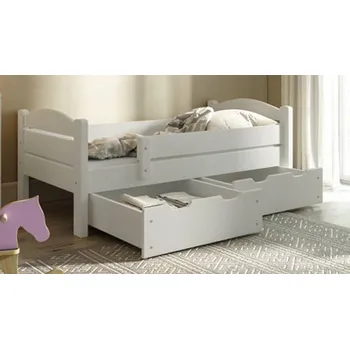 Dětská postel Smrková dětská dřevěná jednolůžková postel se zábranou a úložným prostorem Macius maršal smrk odstíny: smrk bílý RAL 9010