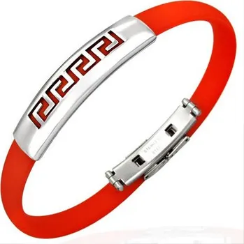 Náramek Pryžový náramek s ocelovým zapínáním a vzorem - TCL031BA