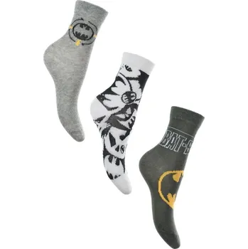 Šedo-bílé trojbalení chlapeckých ponožek Batman Velikost: 23/26