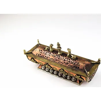 Stojánek Tibet/kov+kámen - mědená truhlička