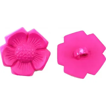Knoflík GOM55, Knoflík, 22mm, křiklavě růžový, květ, 1ks