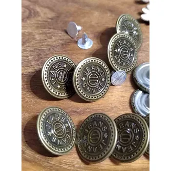 Knoflík Riflový knoflík barva staromosaz Jeans velikost 32"