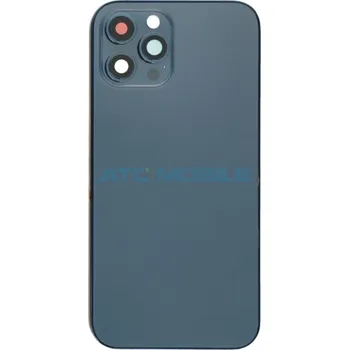Náhradní kryt pro mobilní telefon iPhone 12 Pro Max zadní kryt (sklo) s logem, rámem modrý včetně držáku SIM a tlačítek, EU verze (OE a zpět 78 Kč s ATC Clubem