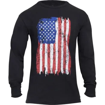 Triko BAREVNÁ vlajka USA dlouhý rukáv ČERNÉ 3XL - Není skladem