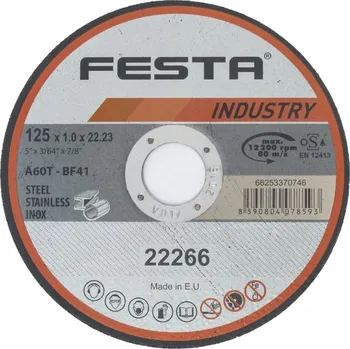 Řezný kotouč Řezný kotouč na kov a nerez 150x2,0x22,2 FESTA Industry - profi (profi řezný kotouč na ocel, litinu a nerez)