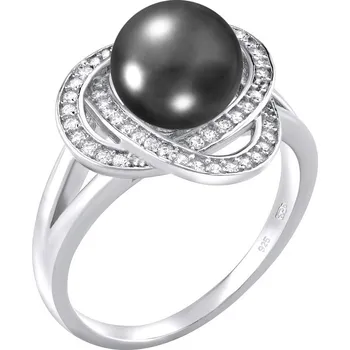 Prsten Stříbrný prsten LAGUNA s pravou přírodní černou perlou obvod 54 mm