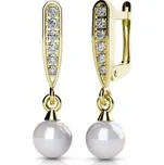 Couple, Elegantní náušnice Julia, žluté zlato s perlami a zirkony, 585-45-3-5081.0Z00.0.00.742.12