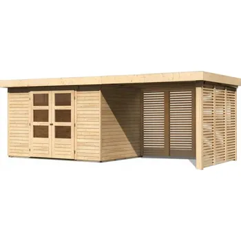 Zahradní domek Dřevěný zahradní domek ASKOLA 4 s přístavkem Lanitplast