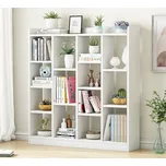 Bílý regál LUNA z MDF, 118x116x20 cm, moderní design do dětského pokoje