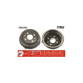 Brzdový buben Brzdový buben TRW DB4282 - FORD FIESTA, COURIER