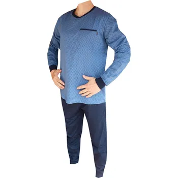 Pánské pyžamo xcena Pyžamo pánské bavlněné s náplety Velikost: XXL