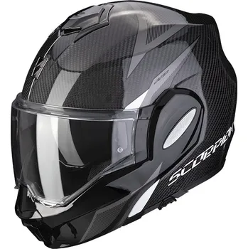 Helma na motorku Překlopná moto přilba SCORPION EXO-TECH EVO CARBON TOP (černá/bílá)